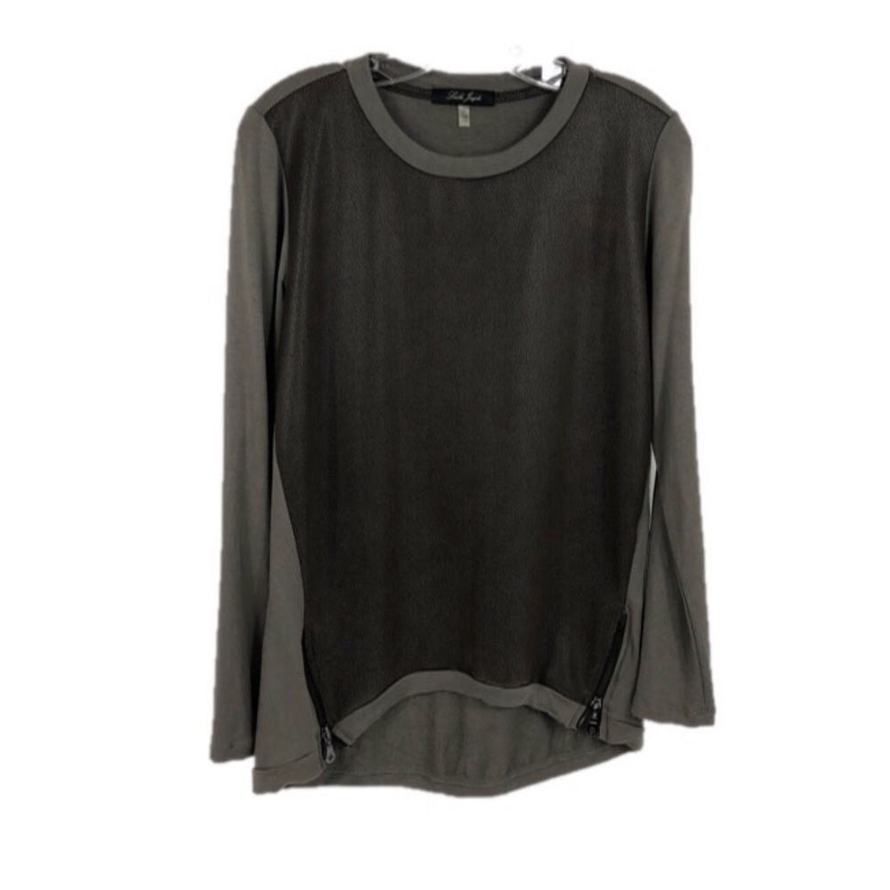 Laila Jayde Mixed Medium Brown Zipper Trim Top S